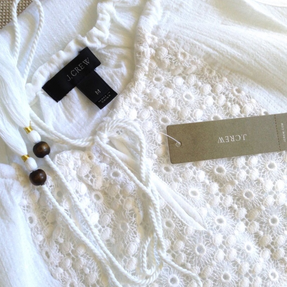 J.CREW NWT WHITE EMBROIDERED GAUZE DRESS S